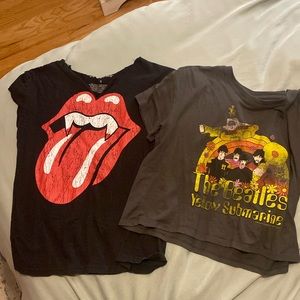 Rolling Stones and Beatles shirts